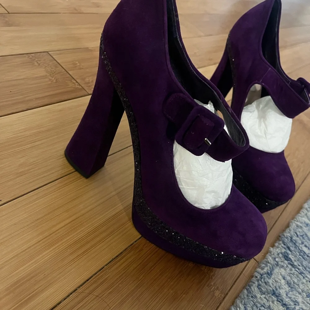 MIU MIU platform buckle purple heels - Picture 3 of 7